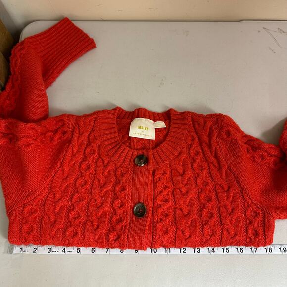 Maeve Anthropologie Chunky Cable Knit Cardigan S Twee Gilmore Coquette Granola - Picture 9 of 12